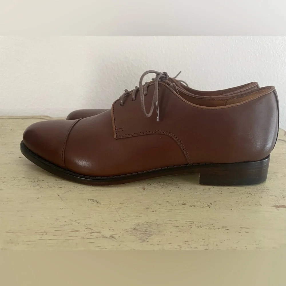 J. CREW Leather cap-toe derby shoes in Brown Size 9.5 M‎ NWOB $228 BS113